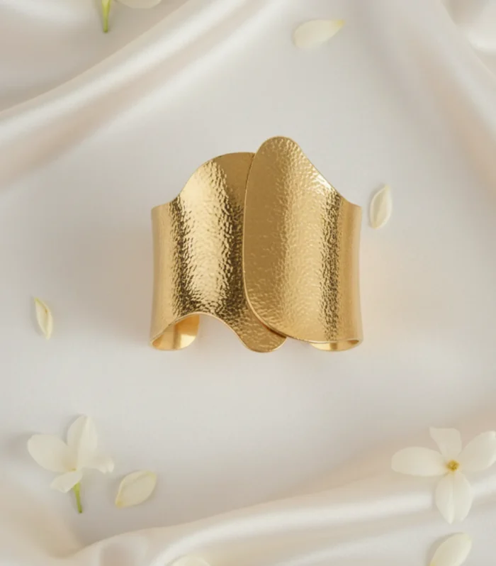 Golden Wave Statement Cuff Bracelet