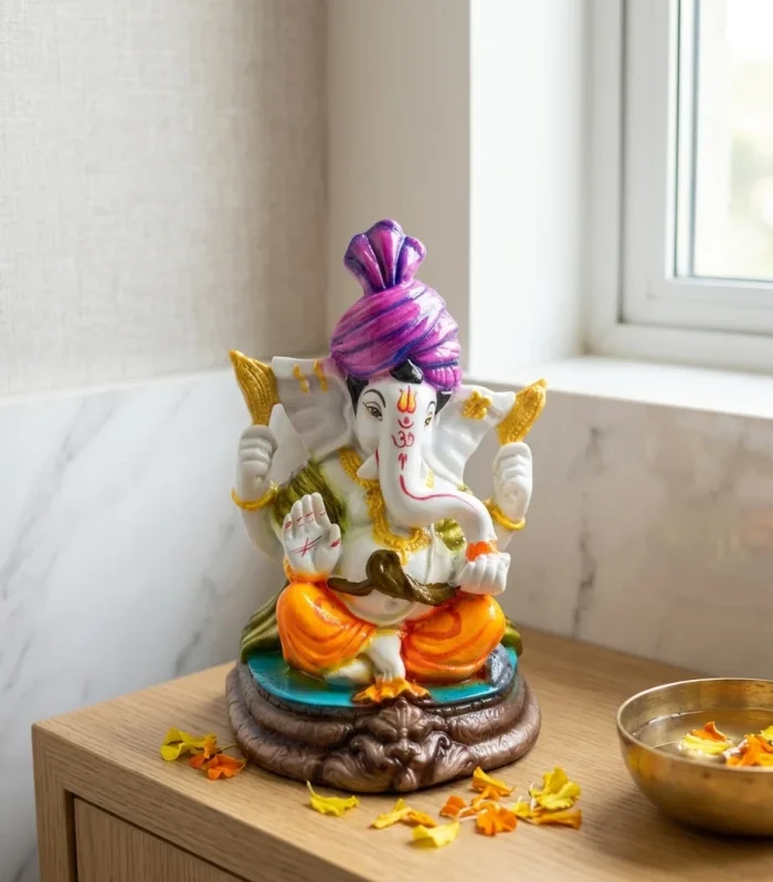 Premium Pagdi Ganesha Idol with Vibrant Turban