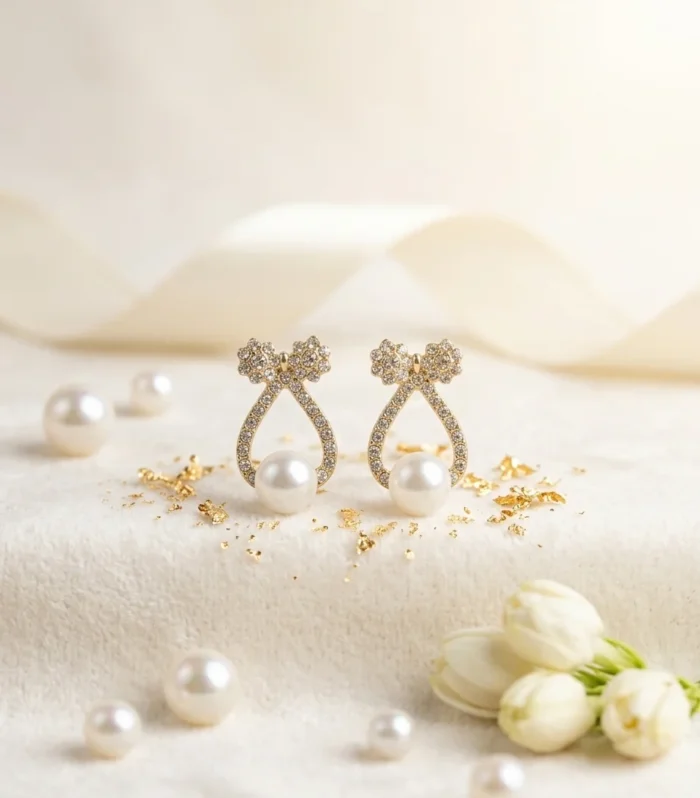 Gold Pearl Drop Earrings for Women | Wishbuds