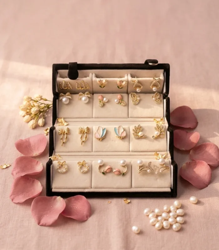 Korean Viral 12-Pair Stud Earrings Set for Women | Wishbuds
