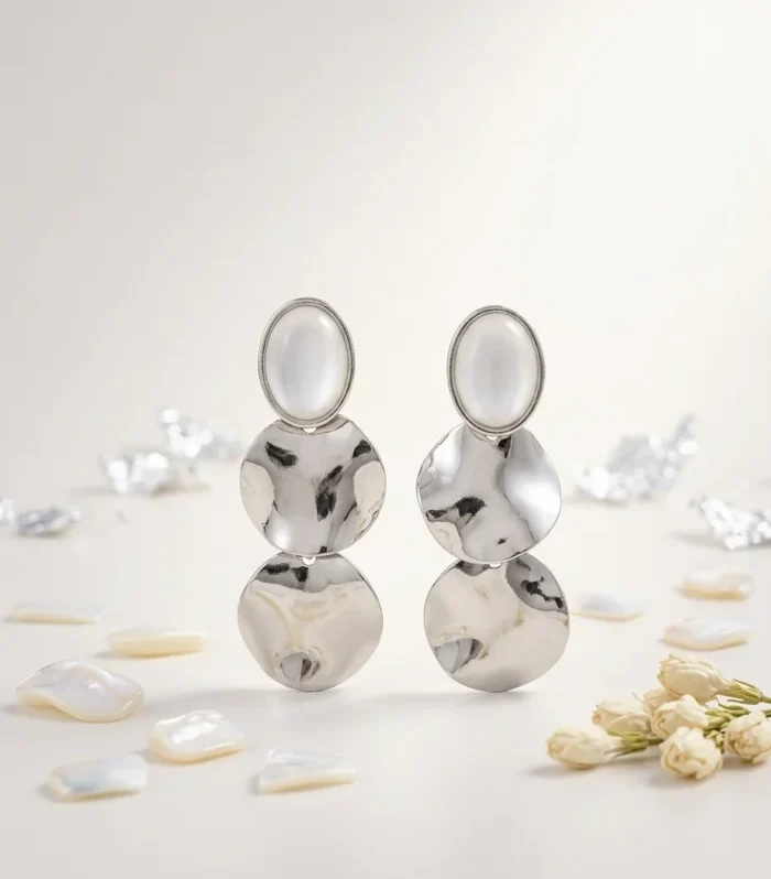 Pearl Disc Drop Earrings for Women | Wishbuds